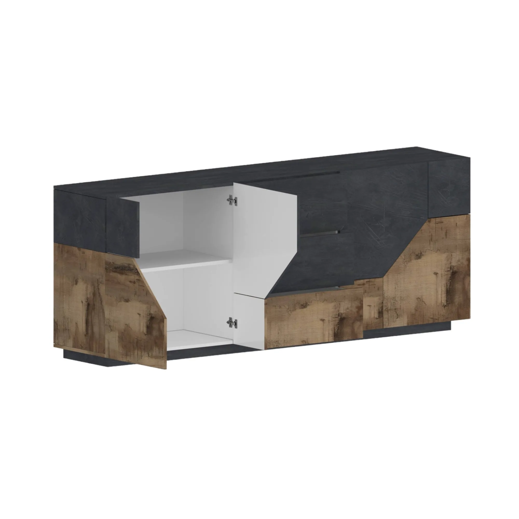 Credenza Almira, cm 220x43h86, Ardesia e Acero<Dmora Clearance