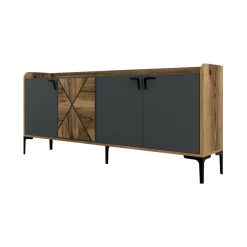 Credenza Also, 180x35h78 cm, Noce e Antracite<Dmora Cheap