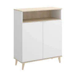 Credenza Altai, 80x40h102 cm, Bianco e Rovere<Dmora Store