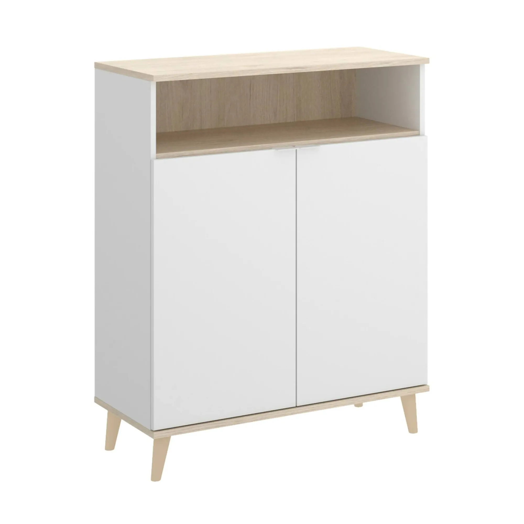 Credenza Altai, 80x40h102 cm, Bianco e Rovere<Dmora Store