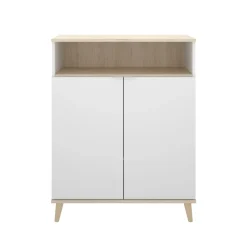 Credenza Altai, 80x40h102 cm, Bianco e Rovere<Dmora Store