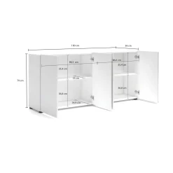 Credenza Amacord, 180x38h79 cm,<Dmora Shop