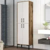 Credenza Amata, 60x35h200 cm, Noce e Bianco<Dmora Clearance