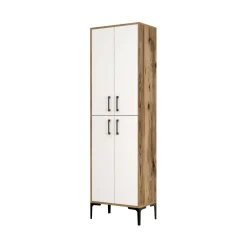 Credenza Amata, 60x35h200 cm, Noce e Bianco<Dmora Clearance