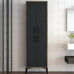 Credenza Amata, 60x35h200 cm, Noce e Antracite<Dmora Sale