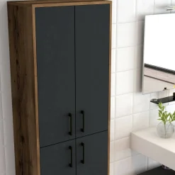 Credenza Amata, 60x35h200 cm, Noce e Antracite<Dmora Sale