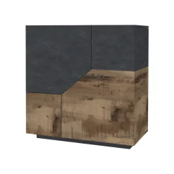 Credenza Amento, cm 79x43h86, Ardesia e Acero<Dmora Fashion