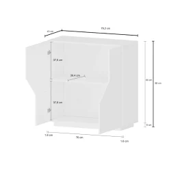 Credenza Amento, cm 79x43h86, Ardesia e Acero<Dmora Fashion