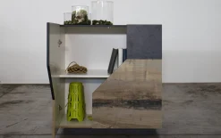 Credenza Amento, cm 79x43h86, Ardesia e Acero<Dmora Fashion