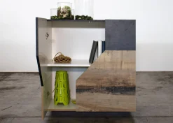 Credenza Amento, cm 79x43h86, Ardesia e Acero<Dmora Fashion