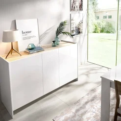 Credenza America, 138x42h76 cm, Bianco e Rovere<Dmora Cheap
