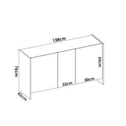 Credenza America, 138x42h76 cm, Bianco e Rovere<Dmora Cheap