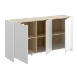 Credenza America, 138x42h76 cm, Bianco e Rovere<Dmora Cheap
