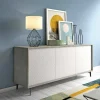 Credenza Aminda, 184x45h77 cm, Bianco e Cemento<Dmora Store