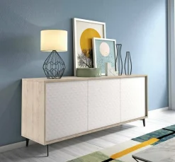 Credenza Aminda, 184x45h77 cm, Bianco e Rovere<Dmora Best Sale