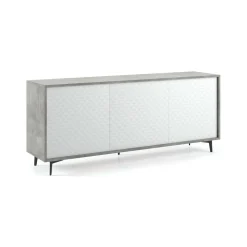 Credenza Aminda, 184x45h77 cm, Bianco e Cemento<Dmora Store