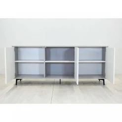 Credenza Aminda, 184x45h77 cm, Bianco e Cemento<Dmora Store