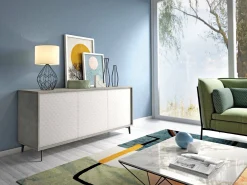 Credenza Aminda, 184x45h77 cm, Bianco e Cemento<Dmora Store