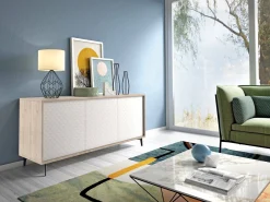 Credenza Aminda, 184x45h77 cm, Bianco e Rovere<Dmora Best Sale