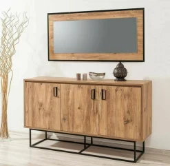 Credenza Ammolite, Quercia e Nero, 140x40h80 cm<Dmora Sale
