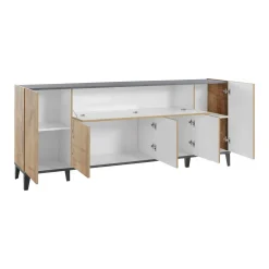 Credenza Amour, cm 200x40h82, Ardesia e Acero<Dmora Fashion