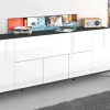 Credenza Amour, cm 200x40h82, Bianco lucido e Ardesia<Dmora Fashion