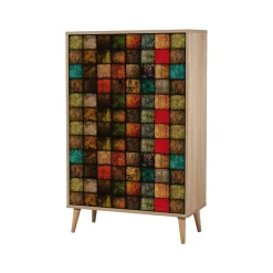Credenza Andalusite, 80x36h127 cm, Quercia e Multicolore<Dmora Flash Sale