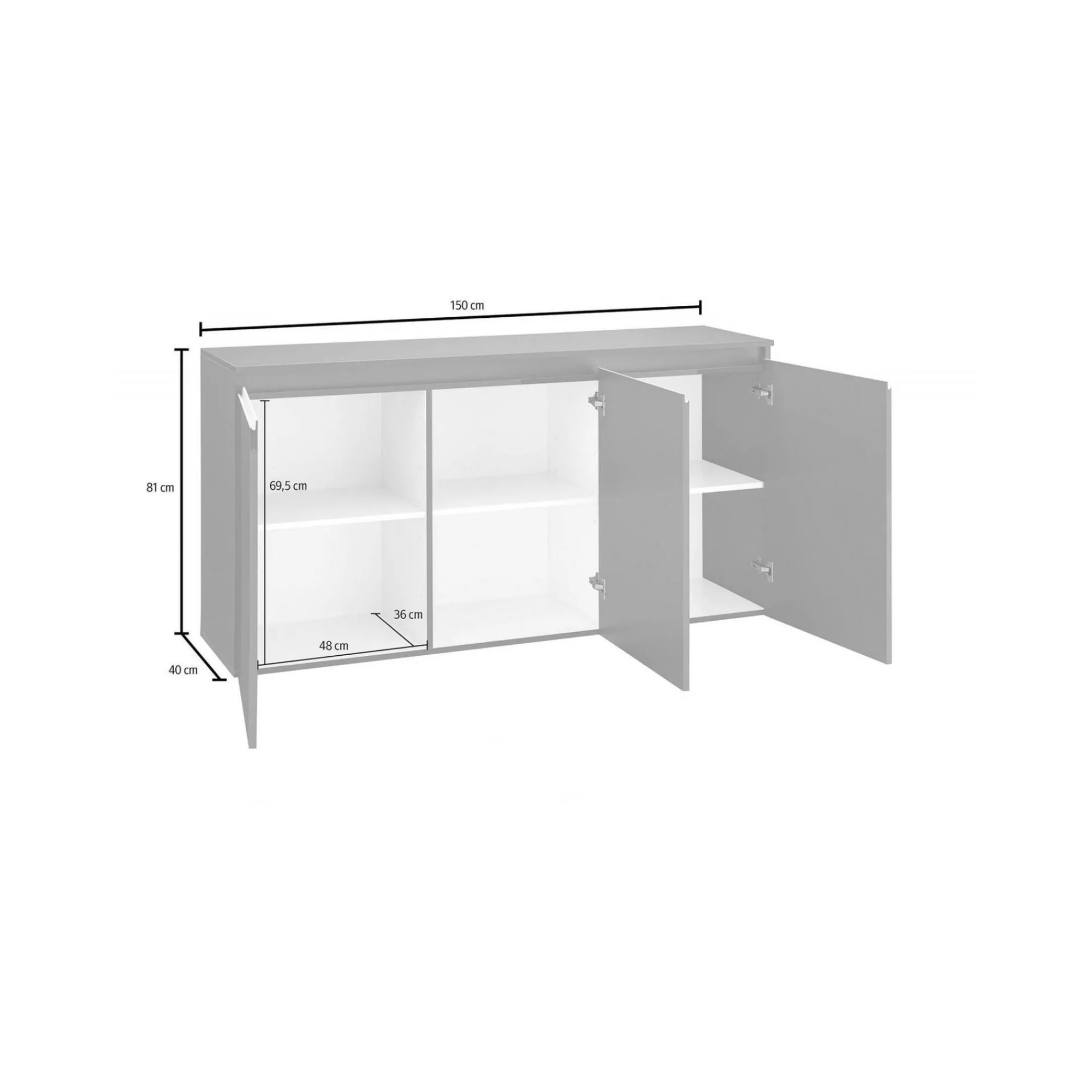 Credenza Andesina, cm 150x40h81,<Dmora Outlet