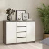 Credenza Angelika, 50x121 h91 cm, Cemento e Bianco<Dmora Discount