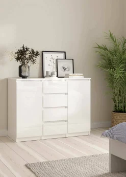 Credenza Angelika, 121x50 h91 cm, Bianco<Dmora New
