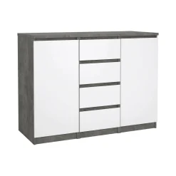 Credenza Angelika, 50x121 h91 cm, Cemento e Bianco<Dmora Discount