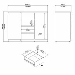 Credenza Angelika, 50x121 h91 cm,<Dmora Online