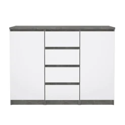 Credenza Angelika, 50x121 h91 cm, Cemento e Bianco<Dmora Discount