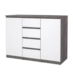 Credenza Angelika, 50x121 h91 cm, Cemento e Bianco<Dmora Discount