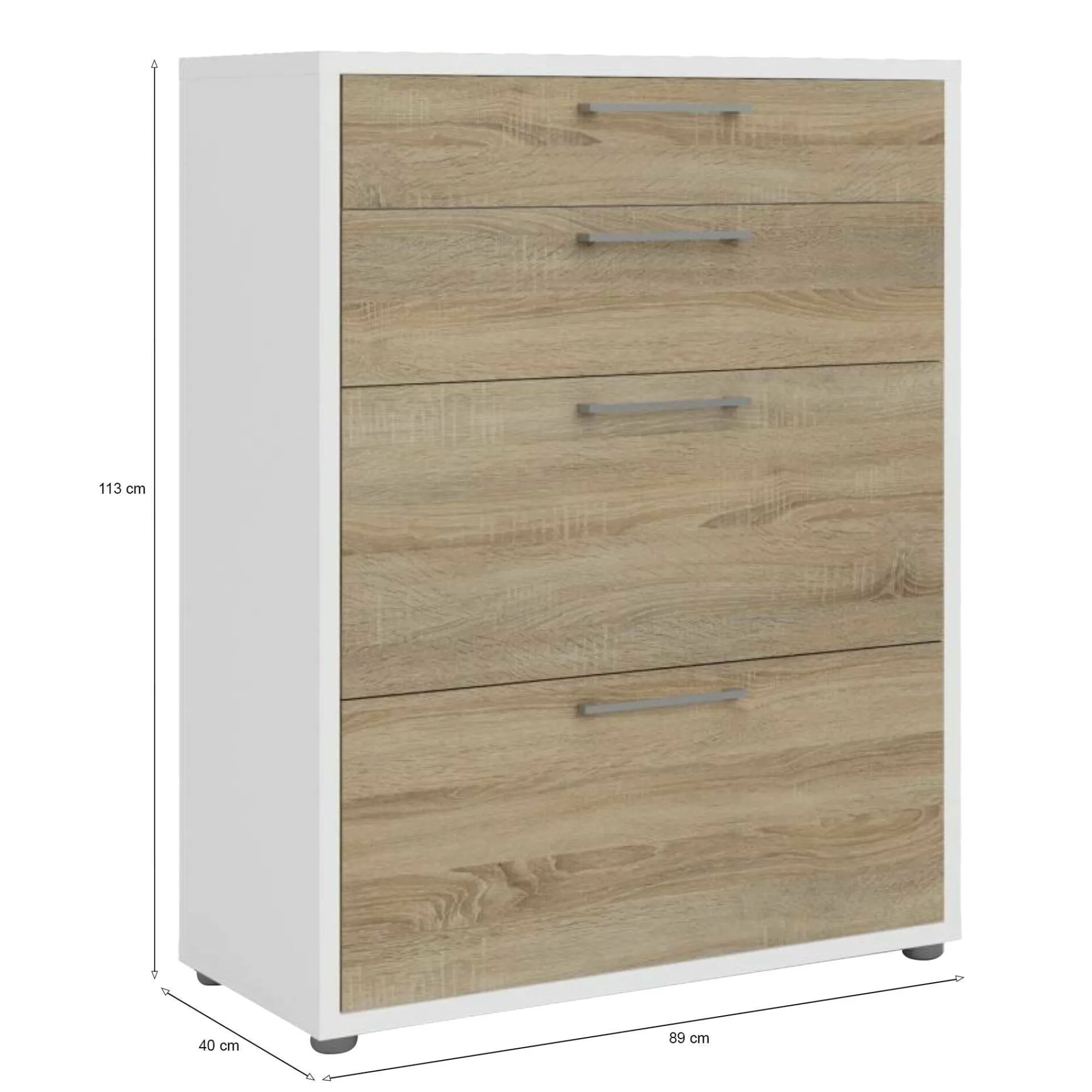 Credenza Anghiari, 89x40 h113 cm, Bianco e Quercia<Dmora Best Sale