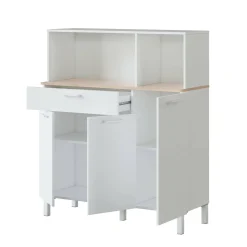 Credenza Angstrom, 108x40h126 cm, Bianco e Rovere<Dmora Discount