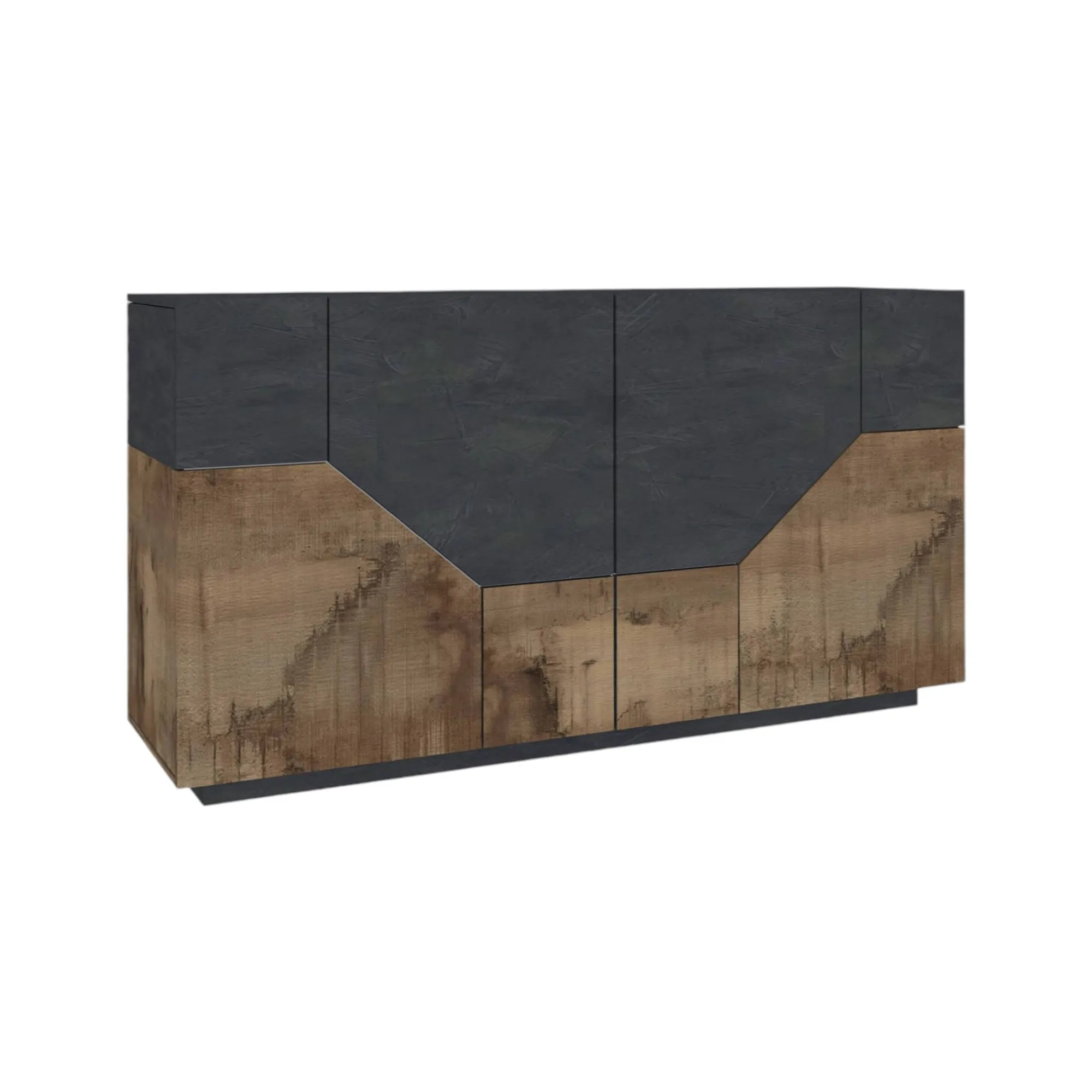 Credenza Ania, cm 200x43h86, Ardesia e Acero<Dmora Store