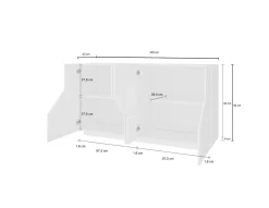 Credenza Ania, cm 200x43h86, Ardesia e Acero<Dmora Store