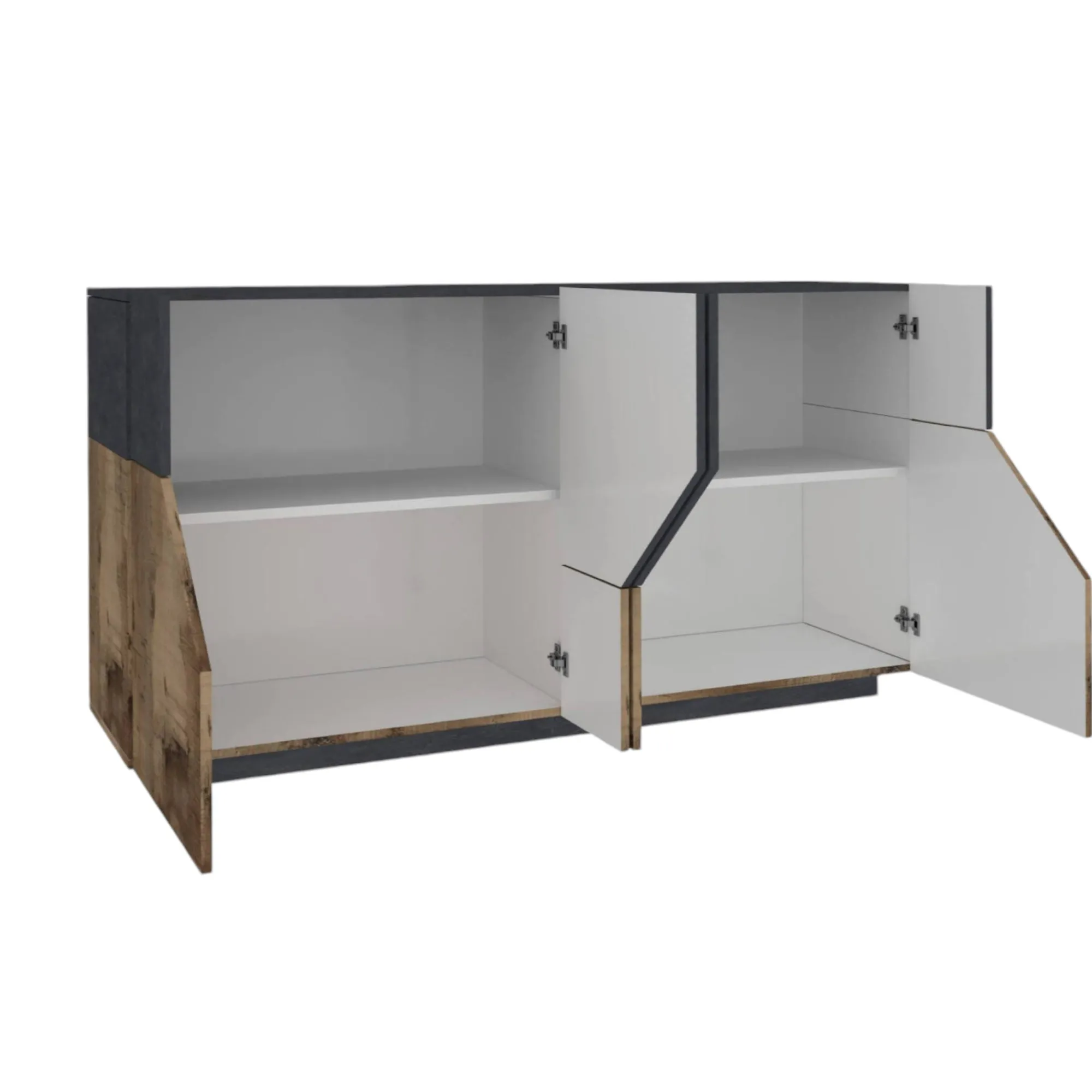 Credenza Ania, cm 200x43h86, Ardesia e Acero<Dmora Store