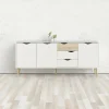 Credenza Anima, 195x39 h81 cm, Bianco e Quercia<Dmora Flash Sale