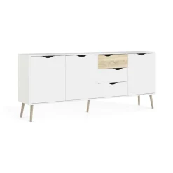 Credenza Anima, 195x39 h81 cm, Bianco e Quercia<Dmora Flash Sale