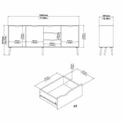 Credenza Anima, 195x39 h81 cm, Bianco e Quercia<Dmora Flash Sale