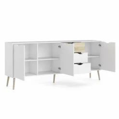 Credenza Anima, 195x39 h81 cm, Bianco e Quercia<Dmora Flash Sale
