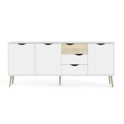 Credenza Anima, 195x39 h81 cm, Bianco e Quercia<Dmora Flash Sale