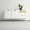 Credenza Animato, 147x39 h81 cm, Bianco e Quercia<Dmora Hot
