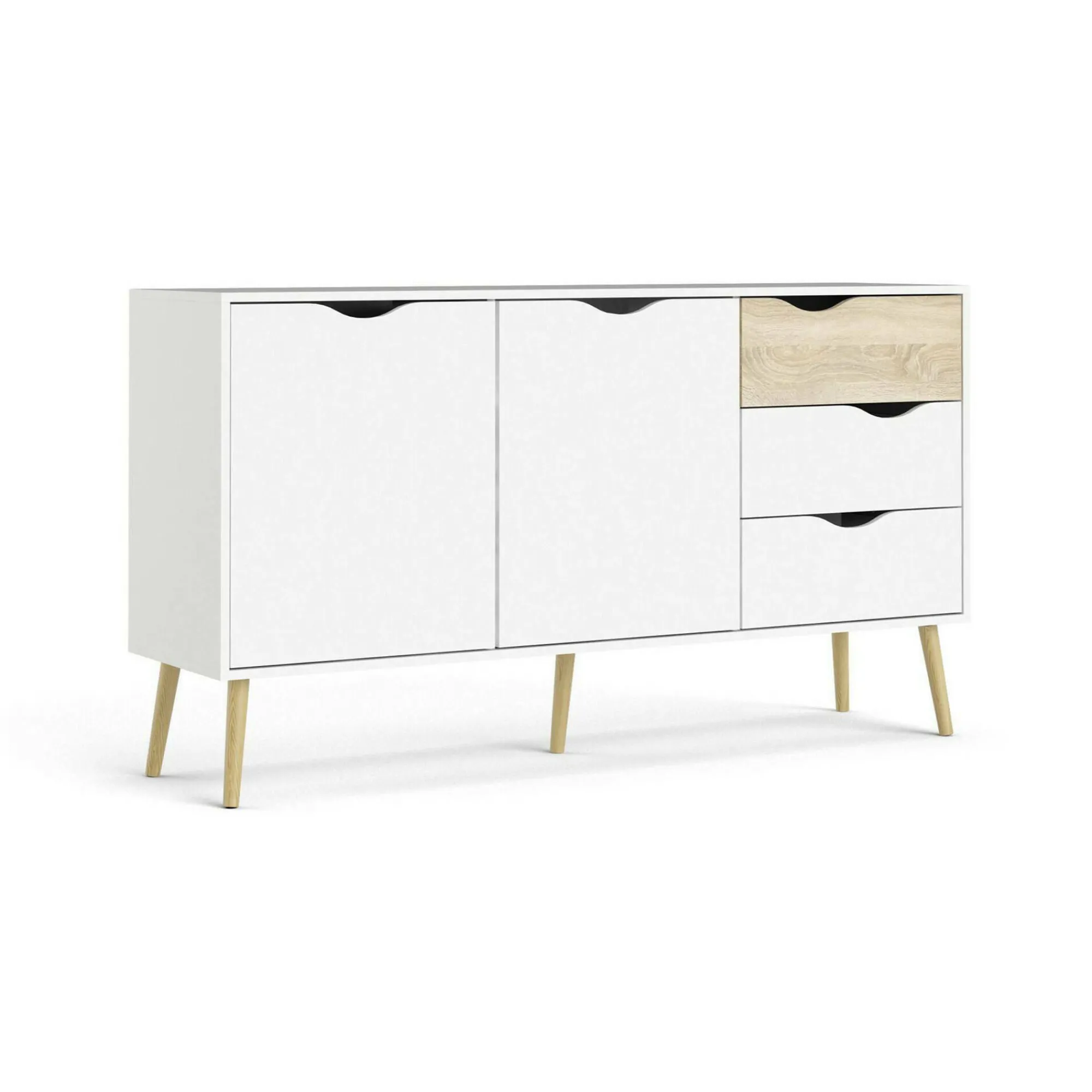 Credenza Animato, 147x39 h81 cm, Bianco e Quercia<Dmora Hot