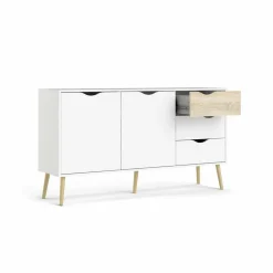 Credenza Animato, 147x39 h81 cm, Bianco e Quercia<Dmora Hot