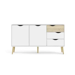 Credenza Animato, 147x39 h81 cm, Bianco e Quercia<Dmora Hot