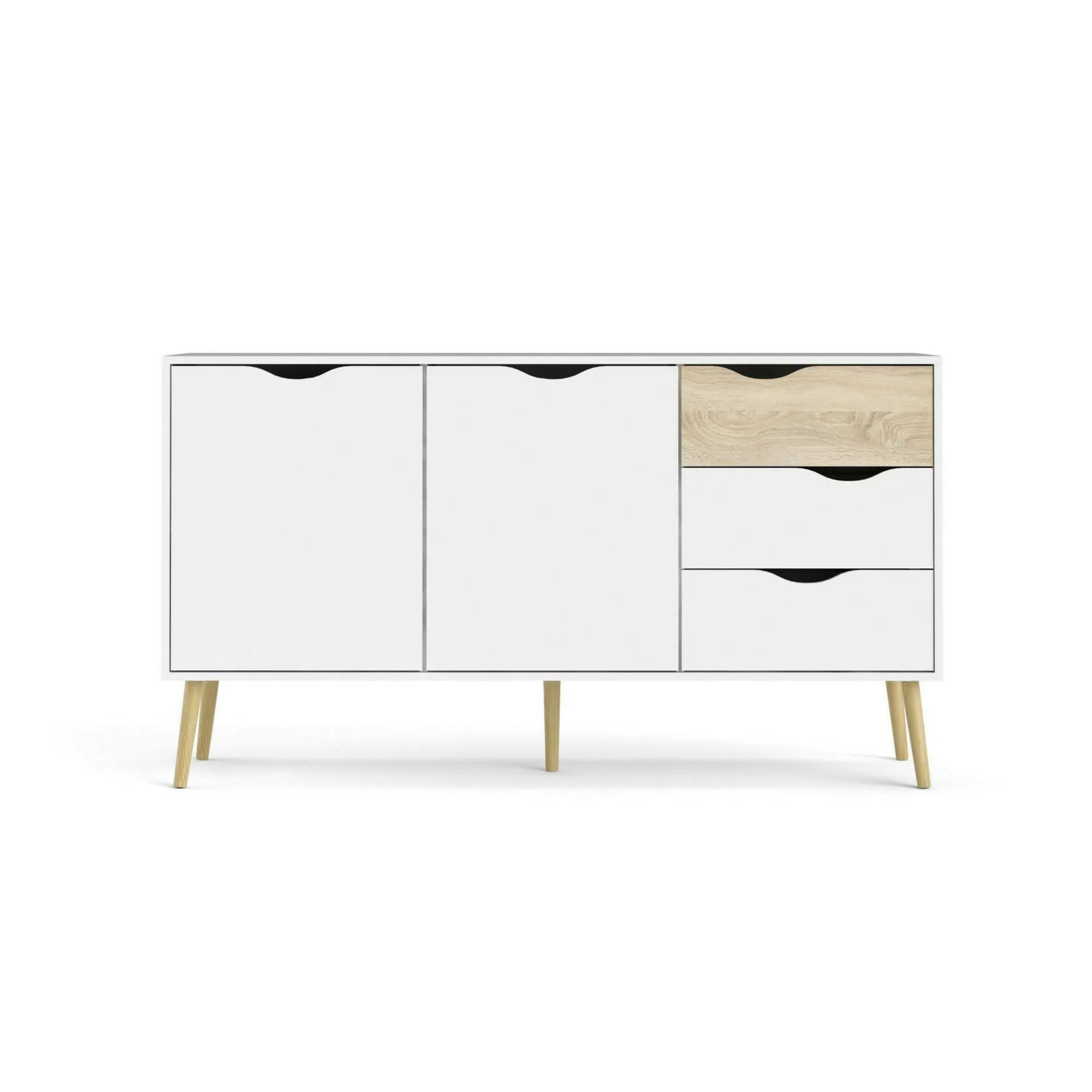Credenza Animato, 147x39 h81 cm, Bianco e Quercia<Dmora Hot