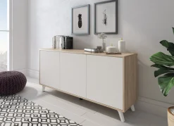Credenza Annina, 154x40h72 cm, Rovere e Bianco<Dmora Shop